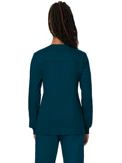 Women's 3-Pocket Snap Front Scrub Jacket - WW310 - Caribbean Blue