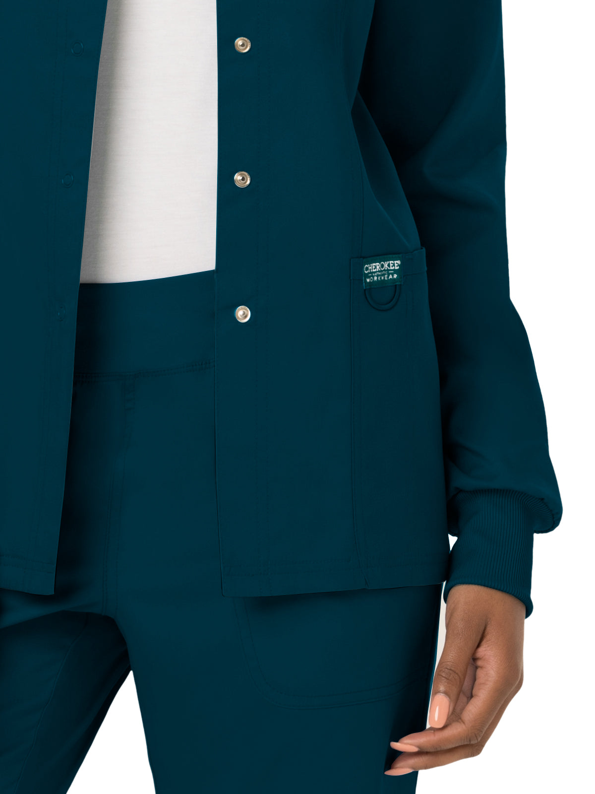 Women's 3-Pocket Snap Front Scrub Jacket - WW310 - Caribbean Blue