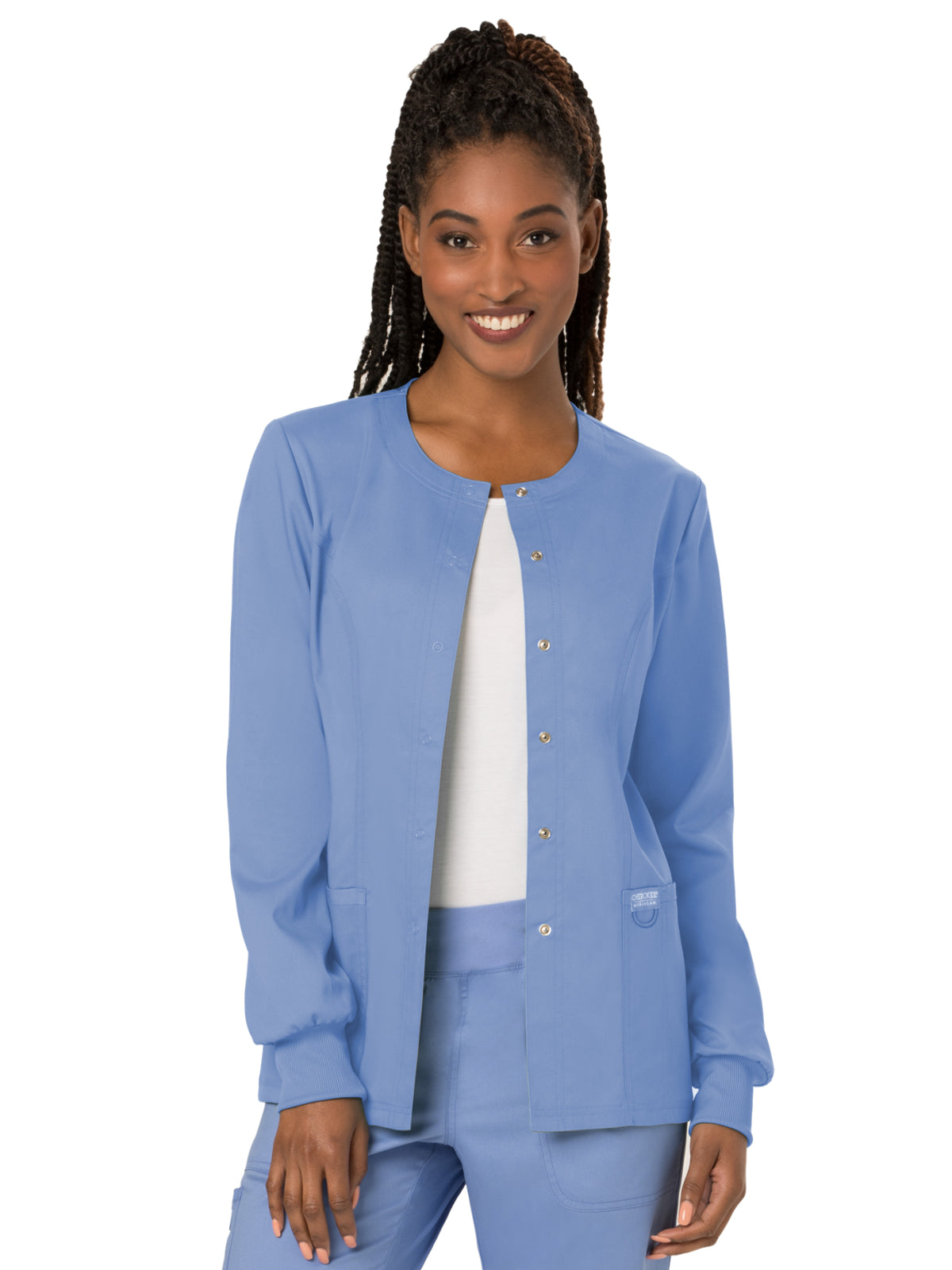 Women's 3-Pocket Snap Front Scrub Jacket - WW310 - Ciel