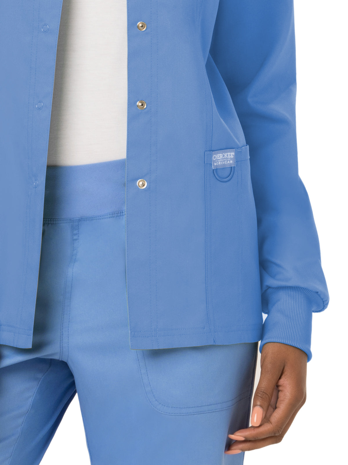 Women's 3-Pocket Snap Front Scrub Jacket - WW310 - Ciel