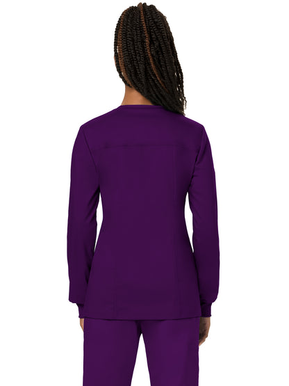 Women's 3-Pocket Snap Front Scrub Jacket - WW310 - Eggplant