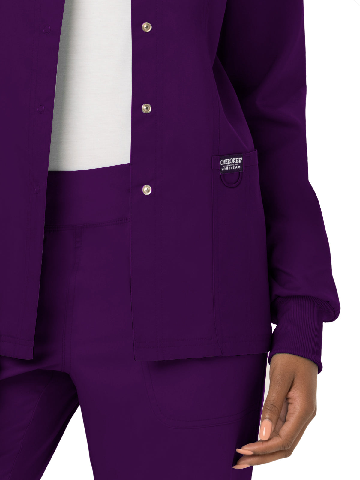 Women's 3-Pocket Snap Front Scrub Jacket - WW310 - Eggplant