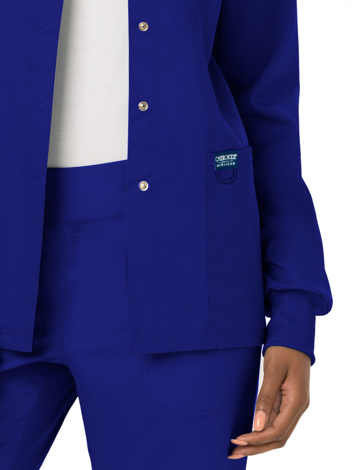 Women's 3-Pocket Snap Front Scrub Jacket - WW310 - Galaxy Blue