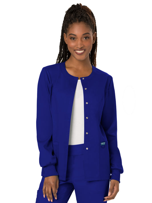 Women's 3-Pocket Snap Front Scrub Jacket - WW310 - Galaxy Blue