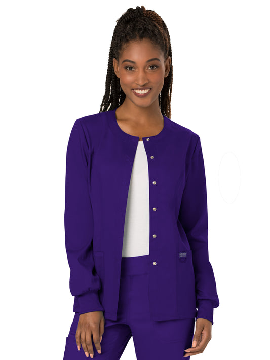 Women's 3-Pocket Snap Front Scrub Jacket - WW310 - Grape