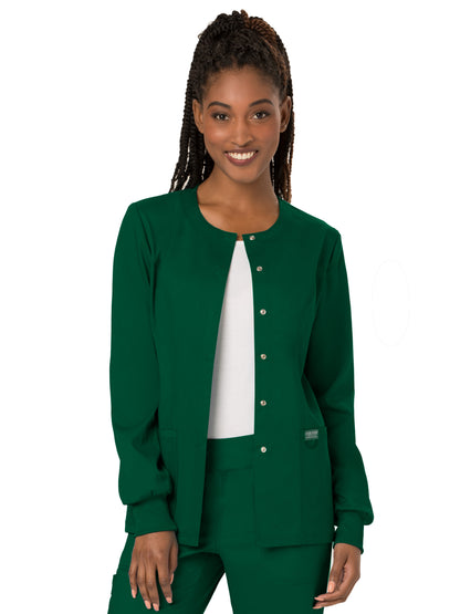 Women's 3-Pocket Snap Front Scrub Jacket - WW310 - Hunter Green