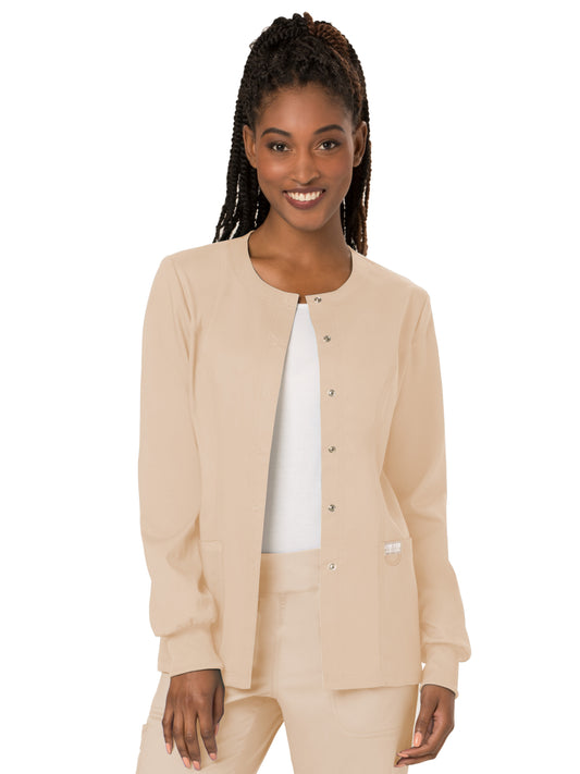 Women's 3-Pocket Snap Front Scrub Jacket - WW310 - Khaki