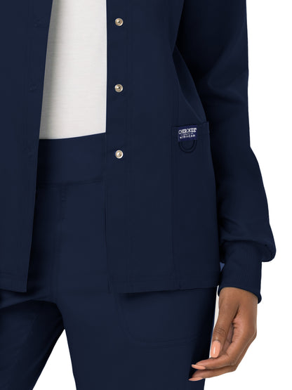 Women's 3-Pocket Snap Front Scrub Jacket - WW310 - Navy