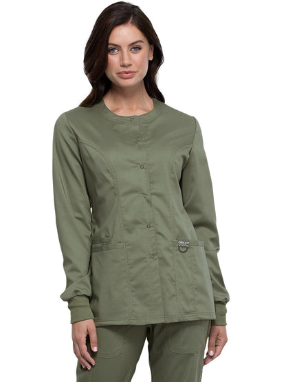 Women's 3-Pocket Snap Front Scrub Jacket - WW310 - Olive