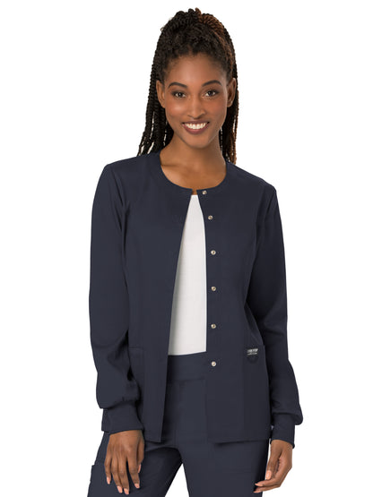 Women's 3-Pocket Snap Front Scrub Jacket - WW310 - Pewter