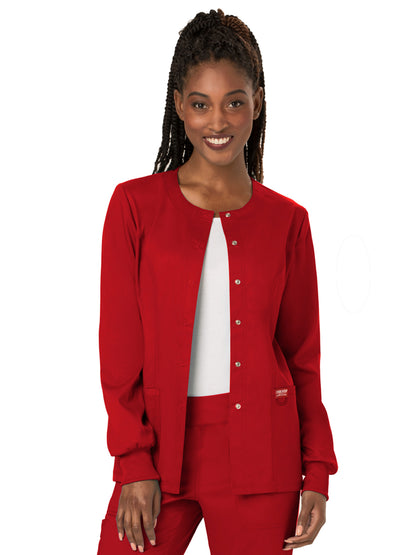 Women's 3-Pocket Snap Front Scrub Jacket - WW310 - Red