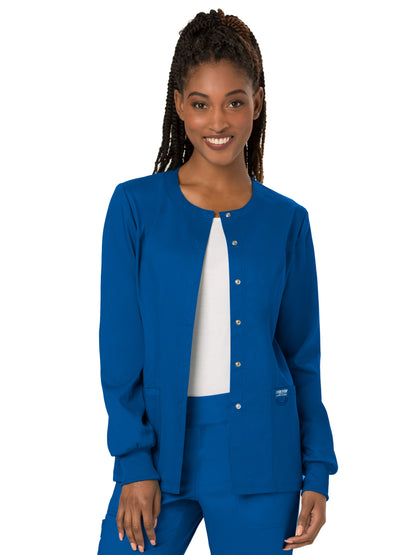 Women's 3-Pocket Snap Front Scrub Jacket - WW310 - Royal