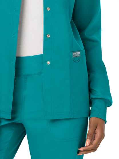 Women's 3-Pocket Snap Front Scrub Jacket - WW310 - Teal Blue