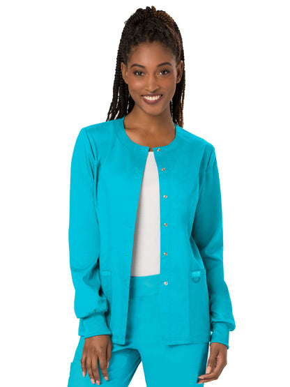 Women's 3-Pocket Snap Front Scrub Jacket - WW310 - Turquoise