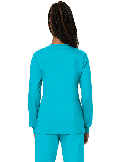 Women's 3-Pocket Snap Front Scrub Jacket - WW310 - Turquoise