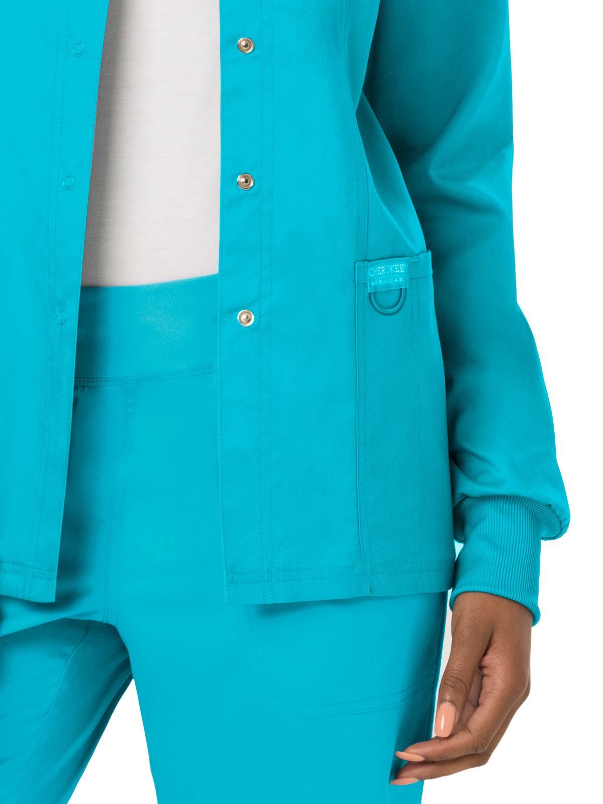 Women's 3-Pocket Snap Front Scrub Jacket - WW310 - Turquoise