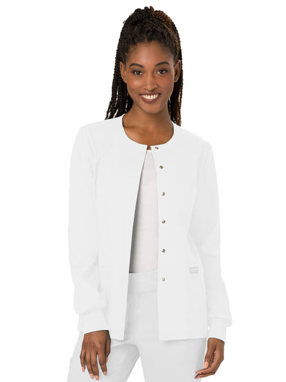 Women's 3-Pocket Snap Front Scrub Jacket - WW310 - White