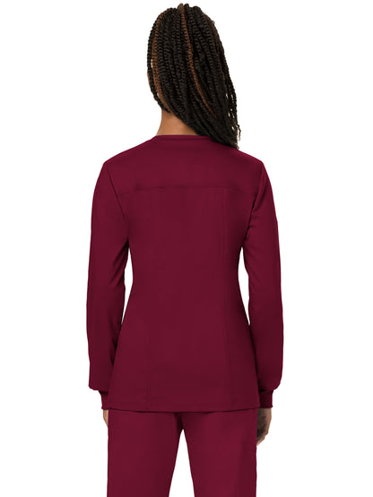 Women's 3-Pocket Snap Front Scrub Jacket - WW310 - Wine