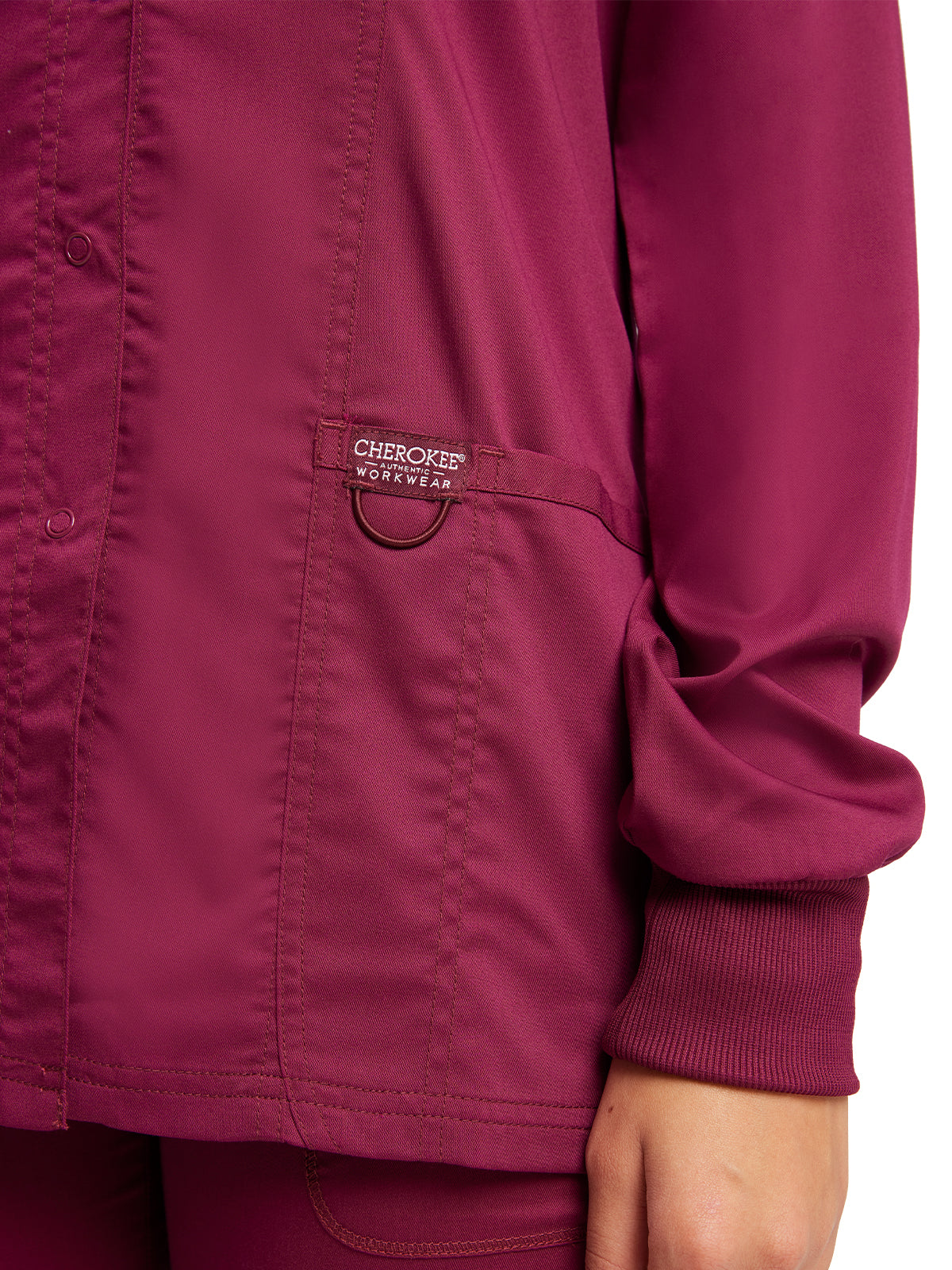 Women's 3-Pocket Snap Front Scrub Jacket - WW310 - Wine