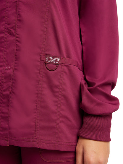 Women's 3-Pocket Snap Front Scrub Jacket - WW310 - Wine