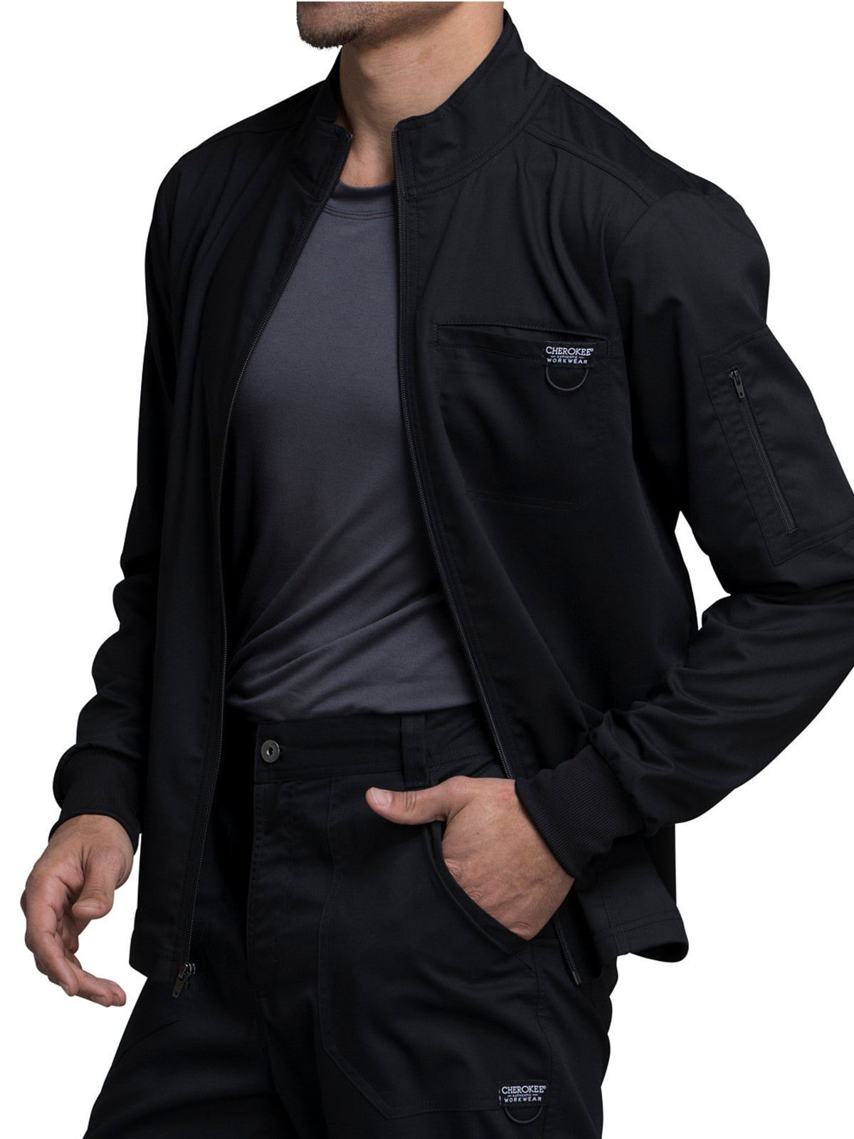 Men's 5-Pocket Zip Front Jacket - WW320 - Black