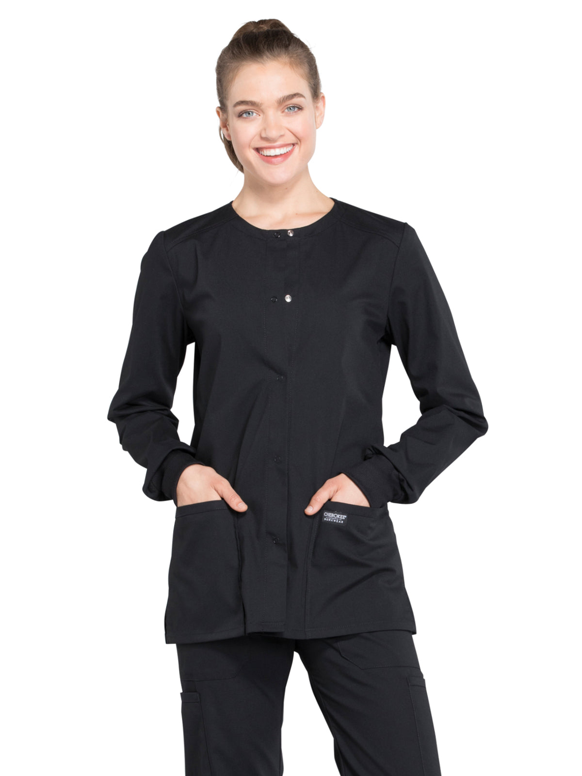 Women's Snap Front Jacket - WW340 - Black