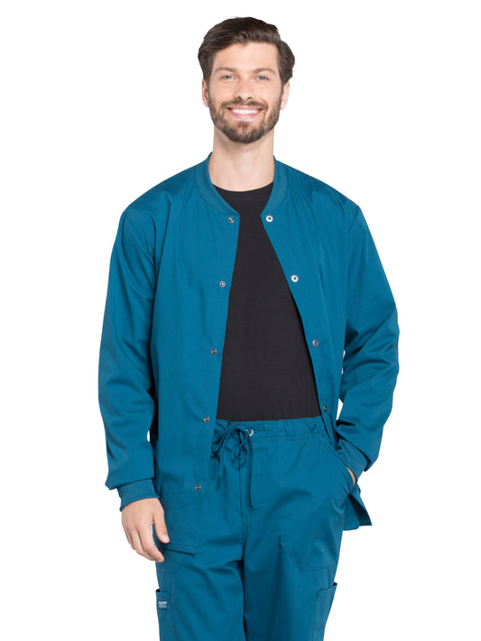 Men's 2-Pocket Snap Front Scrub Jacket - WW360 - Caribbean Blue