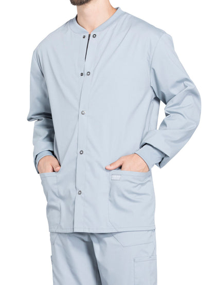 Men's 2-Pocket Snap Front Scrub Jacket - WW360 - Grey