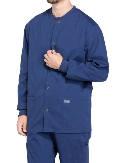 Men's 2-Pocket Snap Front Scrub Jacket - WW360 - Navy