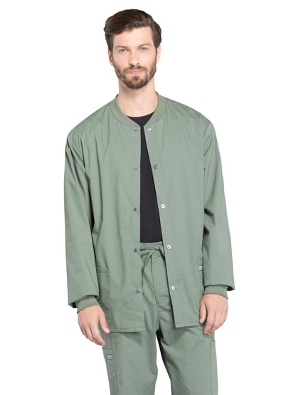 Men's 2-Pocket Snap Front Scrub Jacket - WW360 - Olive