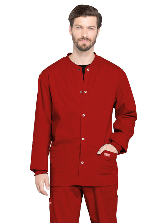 Men's 2-Pocket Snap Front Scrub Jacket - WW360 - Red