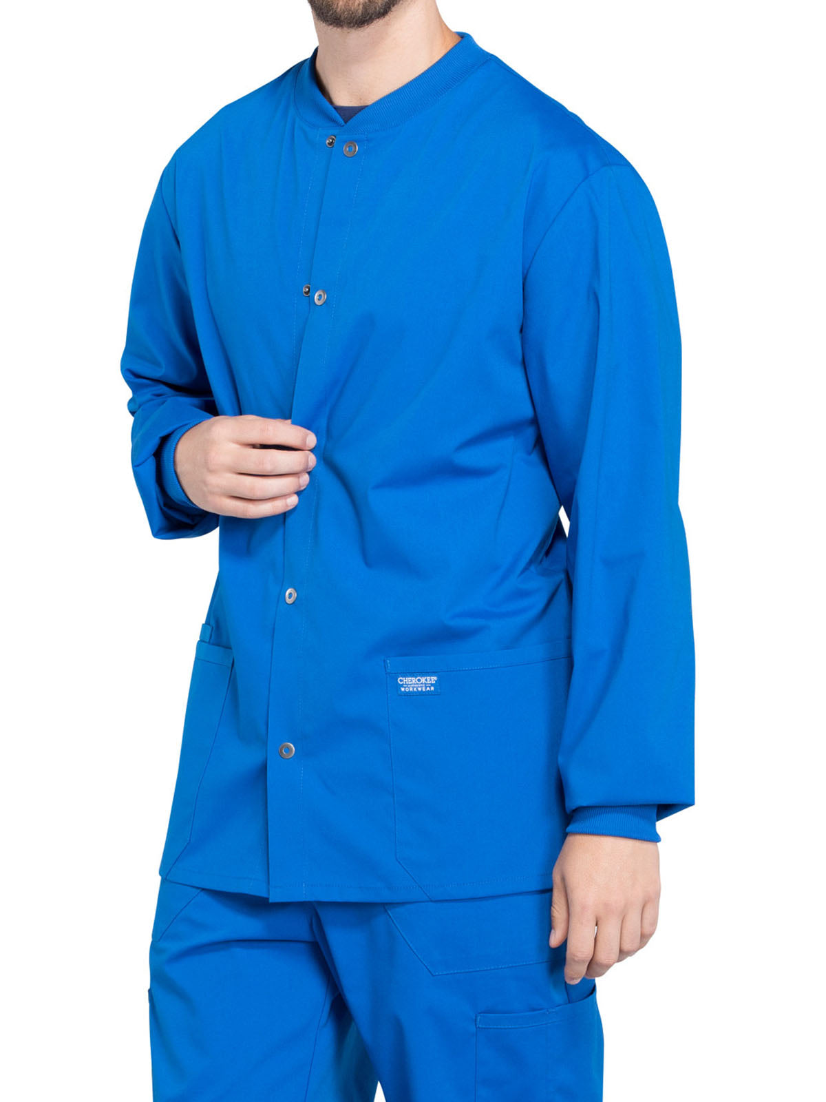 Men's 2-Pocket Snap Front Scrub Jacket - WW360 - Royal