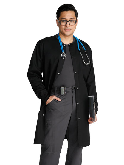 Unisex Pocketless 40" Full-Length Snap Front Lab Coat - WW361 - Black