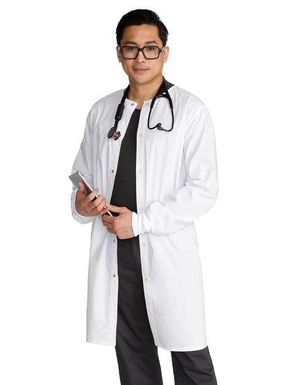 Unisex Pocketless 40" Full-Length Snap Front Lab Coat - WW361 - White