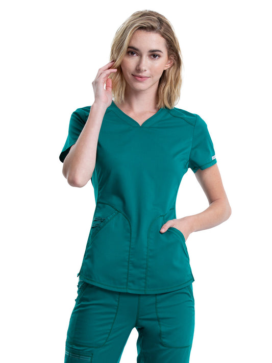 Women's 2-Pocket V-Neck Scrub Top - WW601 - Hunter Green