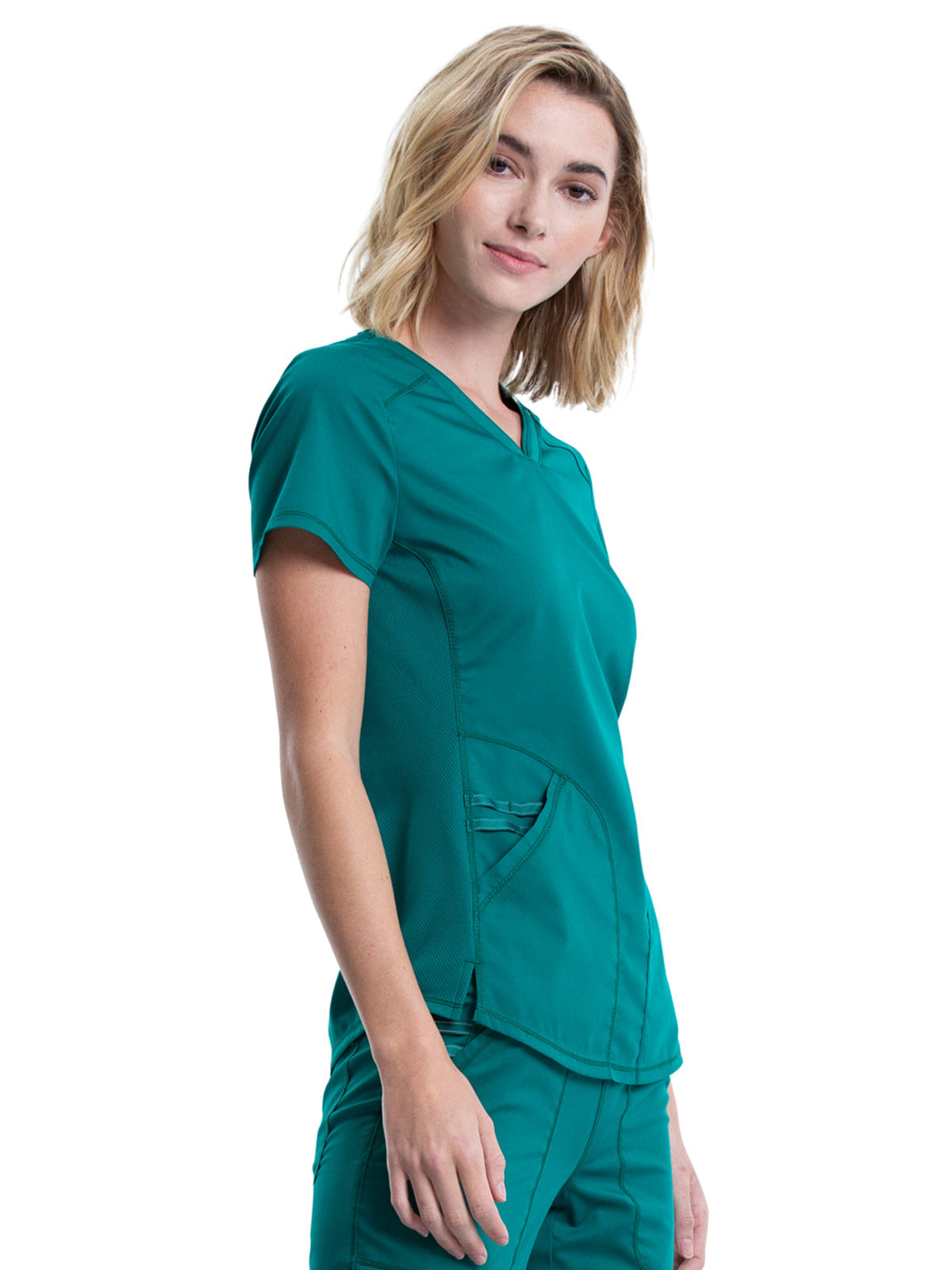 Women's 2-Pocket V-Neck Scrub Top - WW601 - Hunter Green