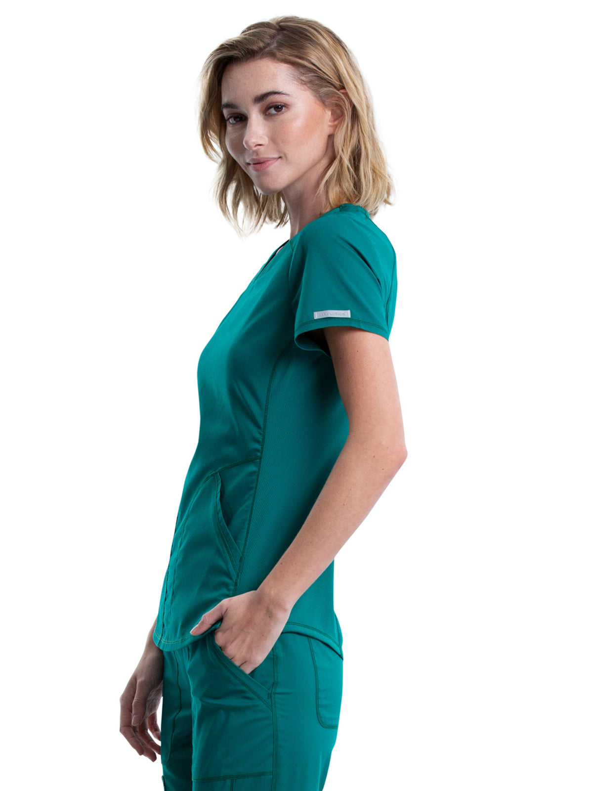 Women's 2-Pocket V-Neck Scrub Top - WW601 - Hunter Green