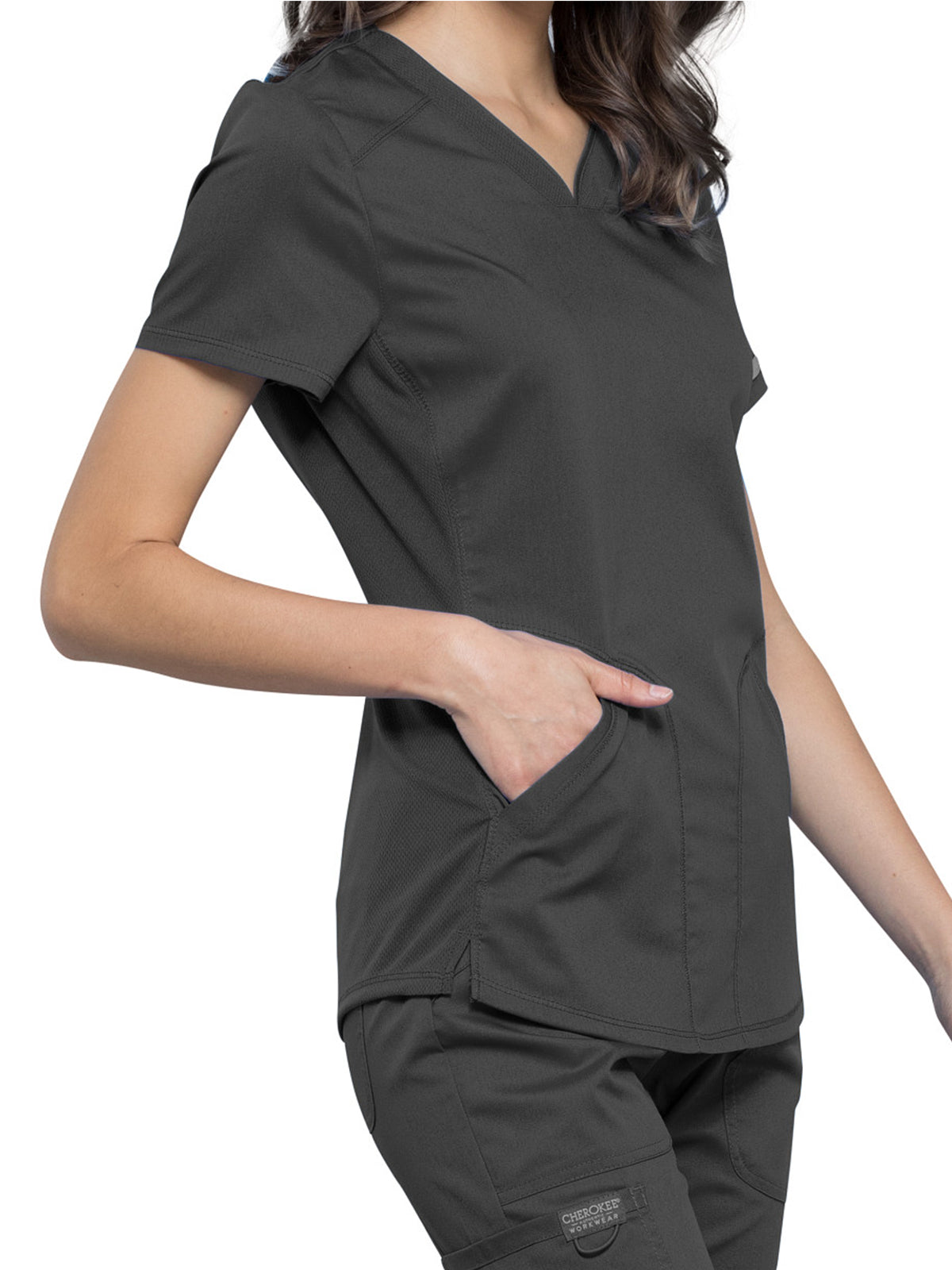 Women's 2-Pocket V-Neck Scrub Top - WW601 - Pewter