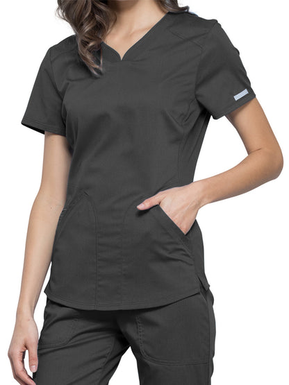 Women's 2-Pocket V-Neck Scrub Top - WW601 - Pewter