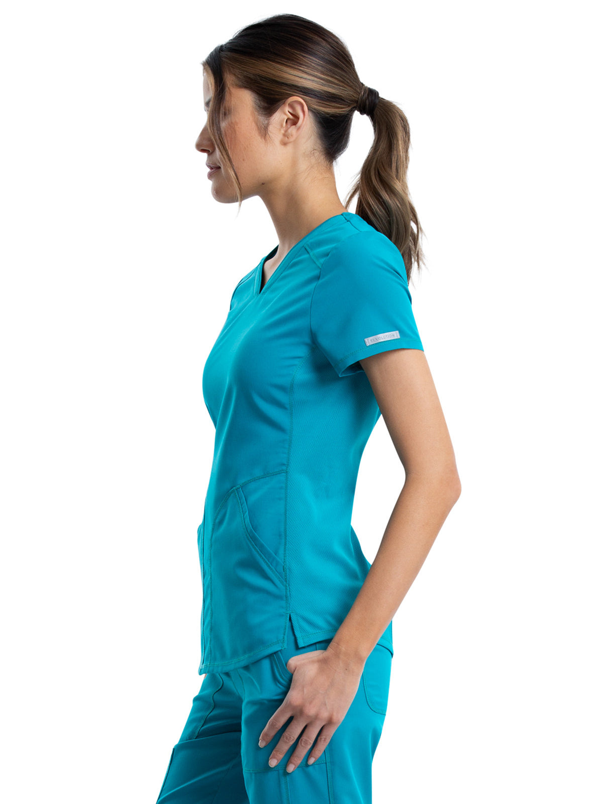 Women's 2-Pocket V-Neck Scrub Top - WW601 - Teal Blue