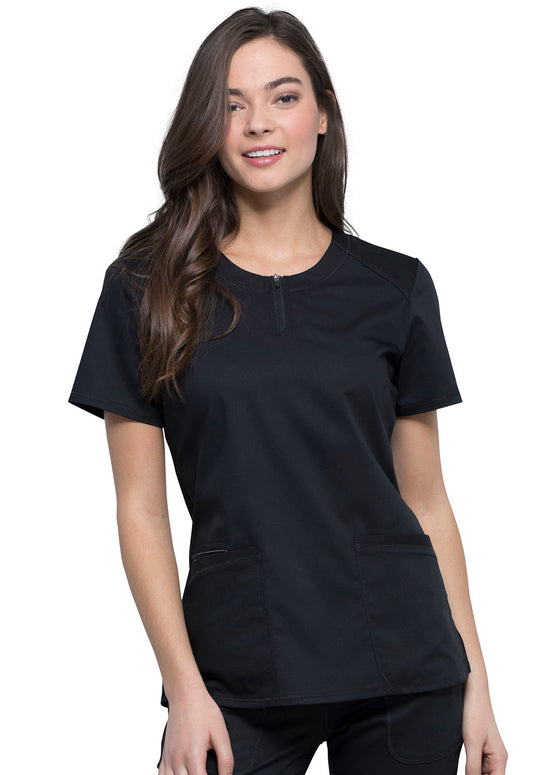 Women's Round Neck Scrub Top - WW602 - Black