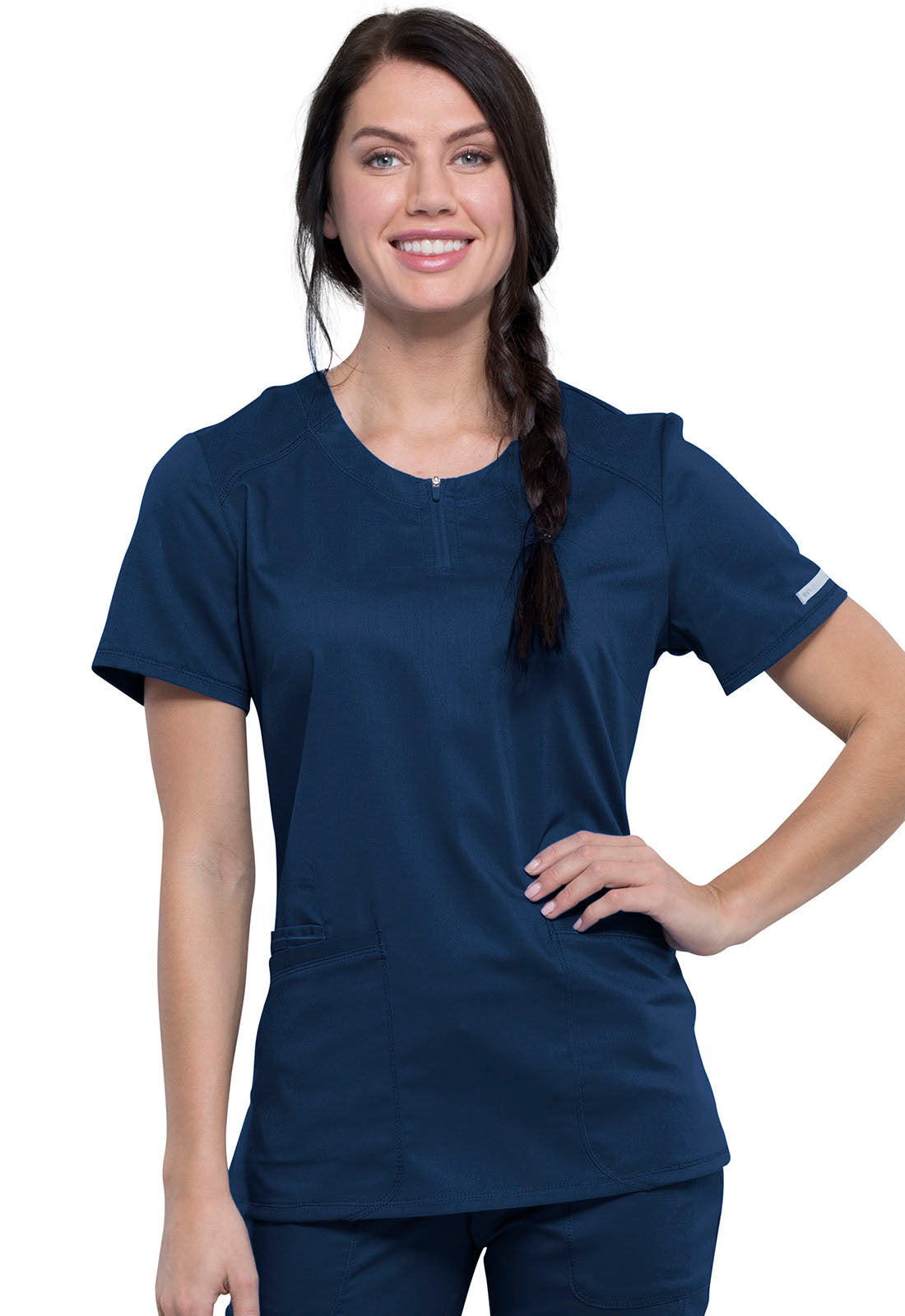 Women's Round Neck Scrub Top - WW602 - Navy