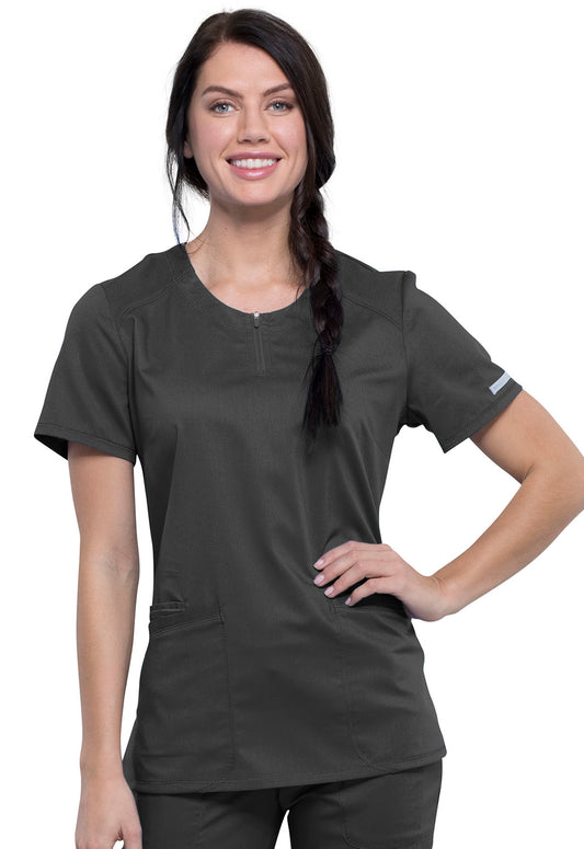 Women's Round Neck Scrub Top - WW602 - Pewter