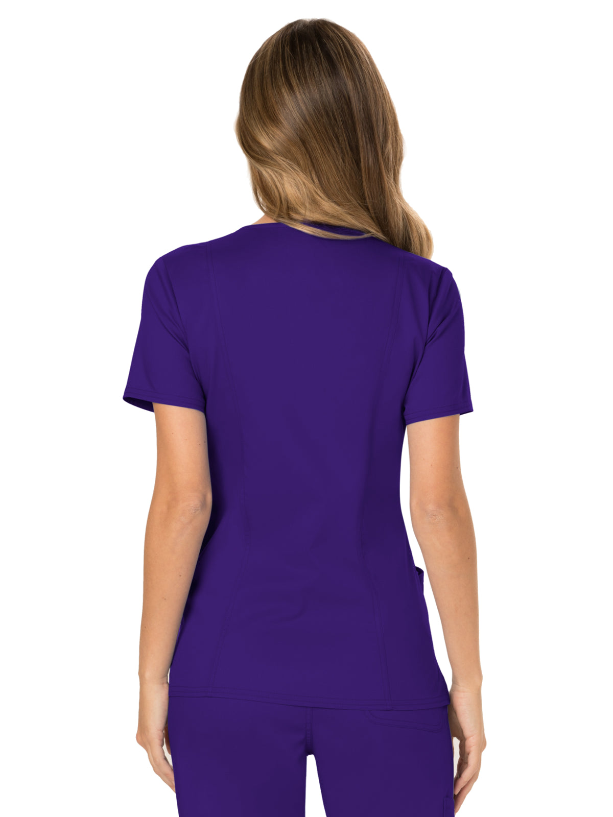 Women's 2-Pocket Mock Wrap Scrub Top - WW610 - Grape