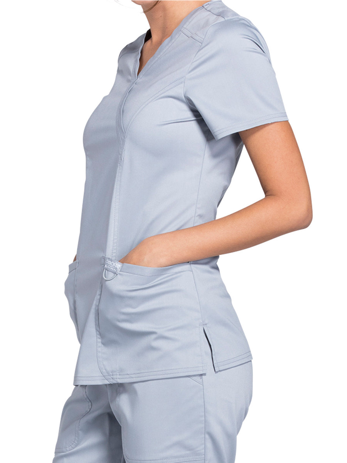 Women's 2-Pocket Mock Wrap Top - WW610 - Grey