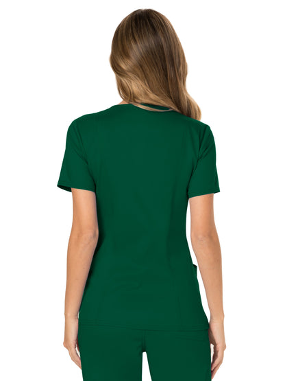 Women's 2-Pocket Mock Wrap Top - WW610 - Hunter Green