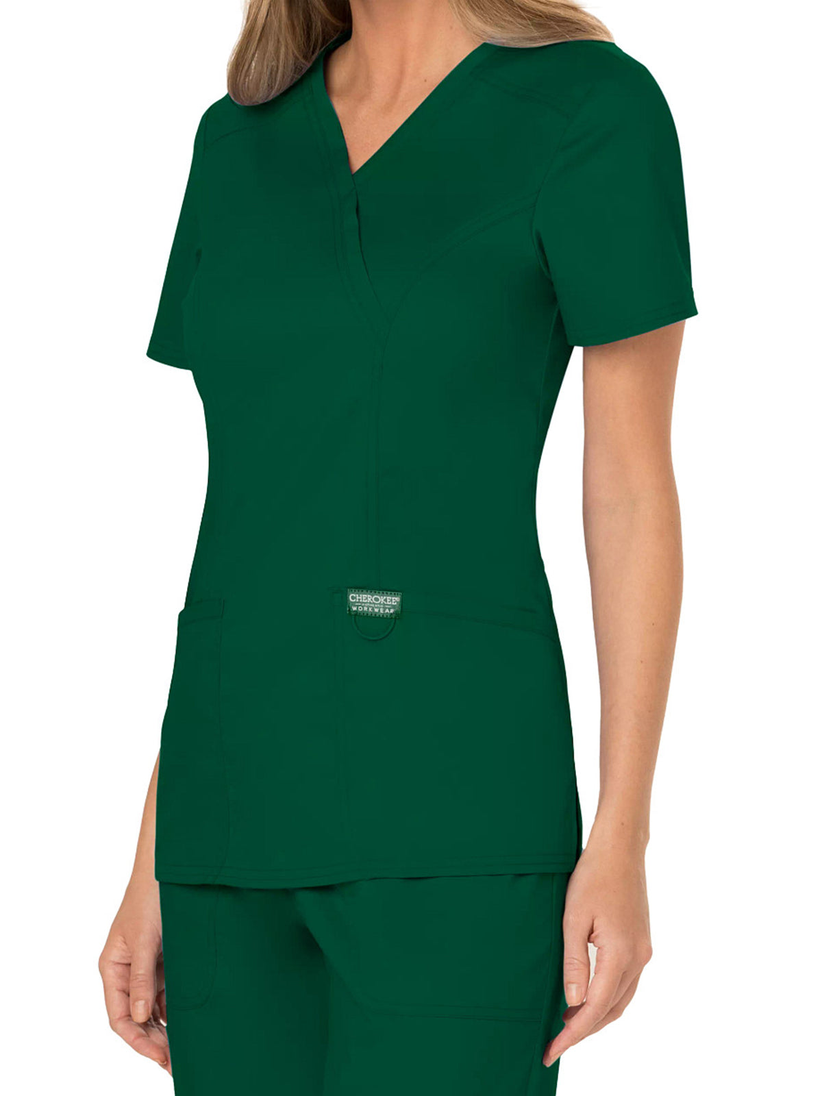 Women's 2-Pocket Mock Wrap Top - WW610 - Hunter Green