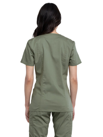 Women's 2-Pocket Mock Wrap Top - WW610 - Olive