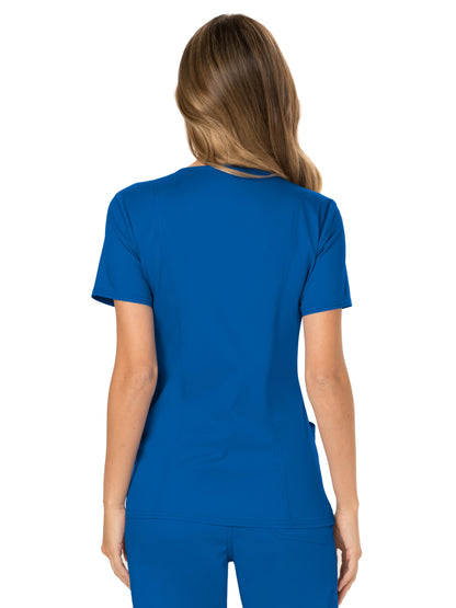 Women's 2-Pocket Mock Wrap Scrub Top - WW610 - Royal