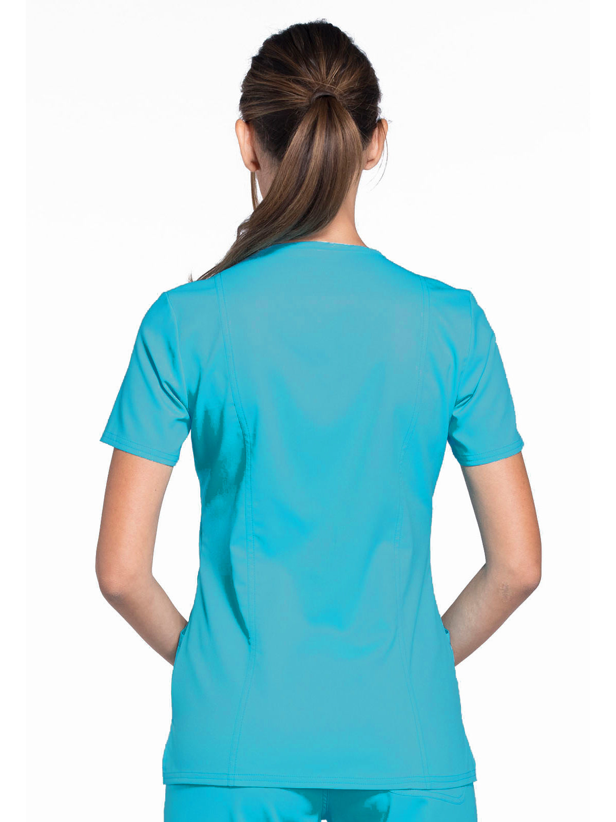 Women's 2-Pocket Mock Wrap Top - WW610 - Turquoise